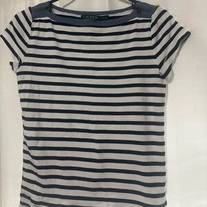 Ralph Lauren Navy and White Striped Top